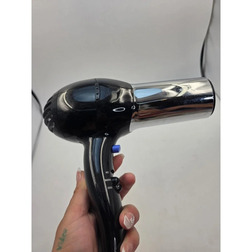 Conair 1875 Watt Hair Dryer Black Chrome Model 256X Heat Speed Settings